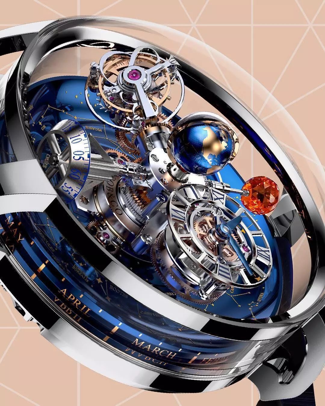 This model presents the brand's high level of watchmaking craftsmanship.